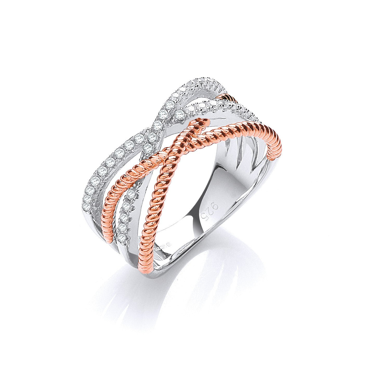 Micro Pave' Rose Coated & Silver Cubic Zirconia Ring - Fine Ring - Certified Authentic – Luxury Jewellery by Imperial